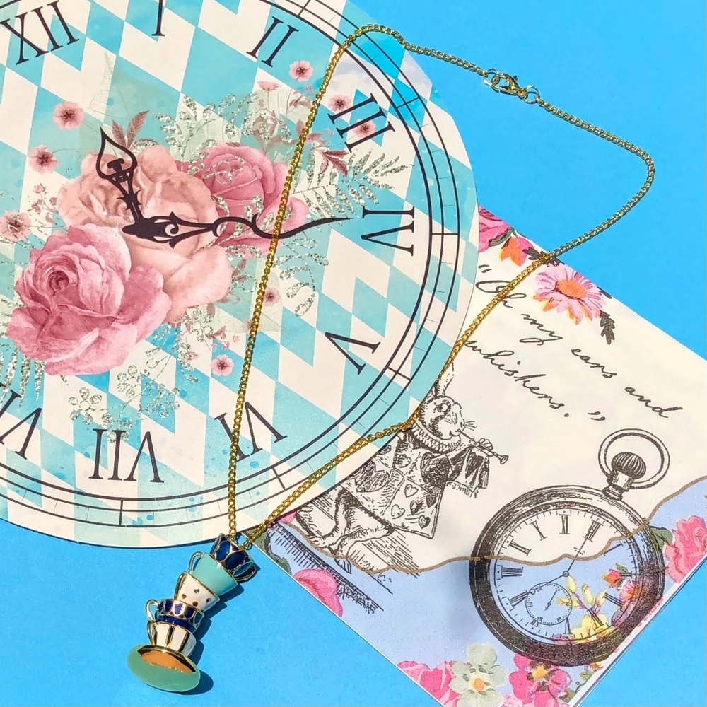 Alice in Wonderland Golden Teacup Party Necklace - Picture 8 of 16